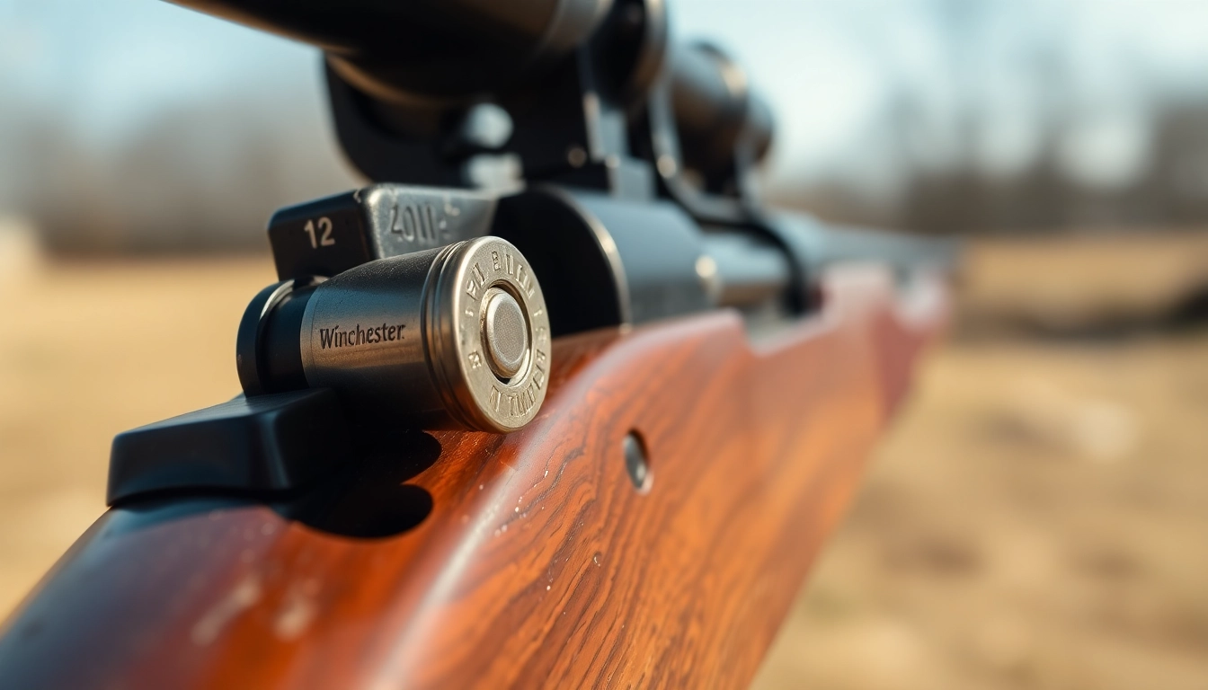 Action shot highlighting a .32WIN cartridge in a vintage Winchester rifle, emphasizing classic firearm craftsmanship and precision.