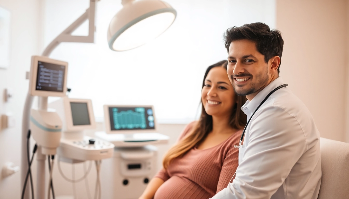 Ovodonazione process consultation with caring fertility specialist and happy couple seeking