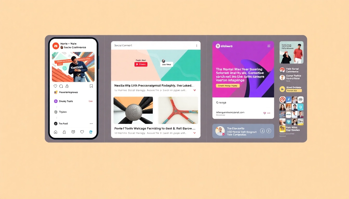 Up-to-date social commerce news platforms showcase trending topics on a sleek digital interface