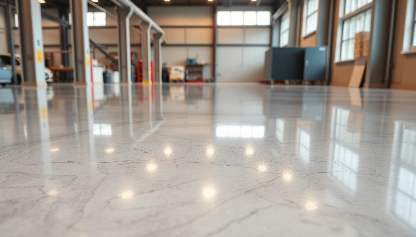 Professional epoxy resin floor installation showcasing sleek and durable finish for commercial